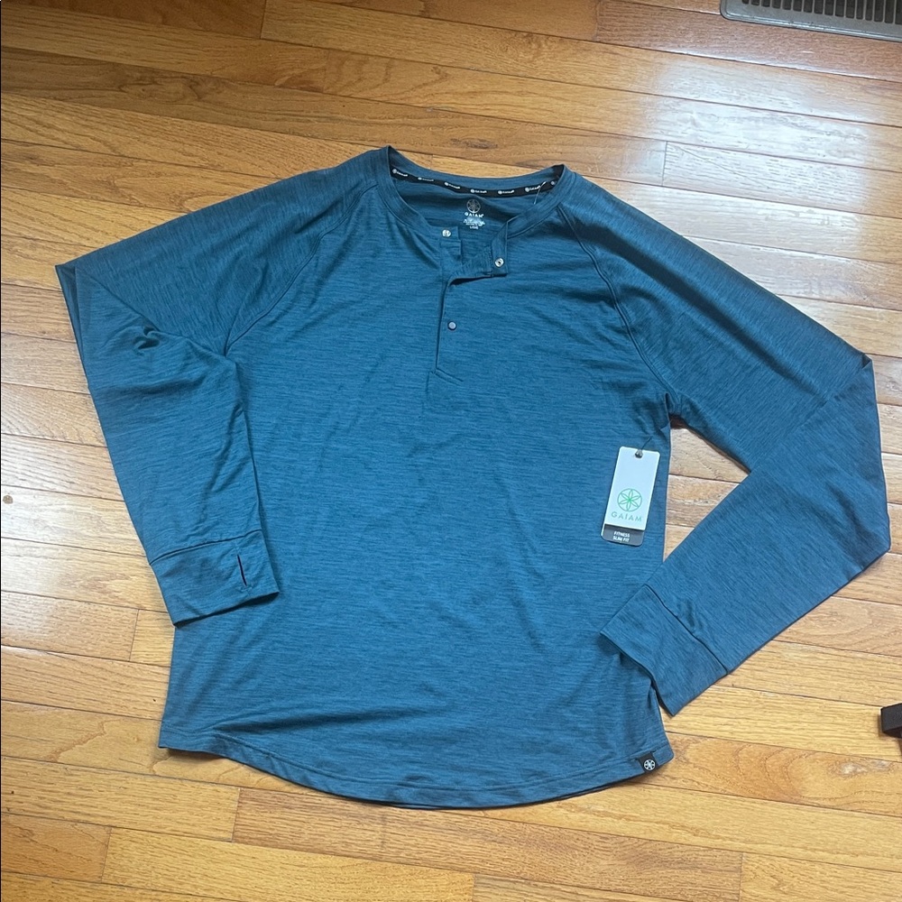 GAIAM Men's Long-Sleeve Henley in Teal
